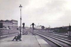 
V2 approaching Darlington Station, County Durham,  c1960