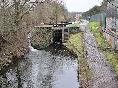 
The Ashton Canal lock at Clayton, Central Manchester, Februay 2024