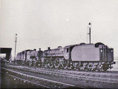 
'73160' and '44458' at Normanton shed, West Yorkshire, July 1963