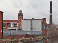 
The Rochdale Canal, canalside warehouse, Rochdale, Manchester, February 2024
