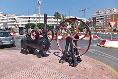
Preserved stationary engine at Almeria station forecourt, Spain, May 2016