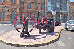
Preserved stationary engine at Almeria station forecourt, Spain, May 2016