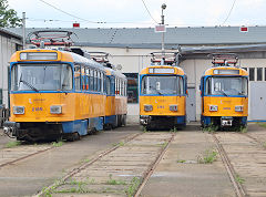 
Leipzig trams '2163', '2184' and '2185' awaiting shipment to the Ukraine, May 2024