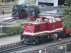 
'99 7243', '99 7247' and '199 874' at Wernigerode, Harz Railway, September 2024