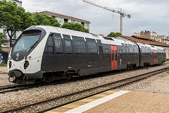 
Ajaccio Station, Corsica, unit 'AMG801-2' waits for duty in the station yard, May 2018
