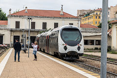 
Ajaccio Station, Corsica, unit 'AMG815-6' is the 12.10 arrival, May 2018
