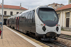 
Ajaccio Station, Corsica, unit 'AMG815-6' is the 12.10 arrival, May 2018