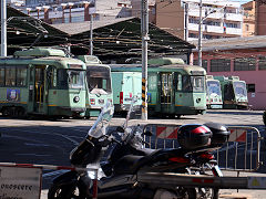 
Trams '7015', 9027', '7095', '9037' at the depot neat Porta Maggiore, Rome, May 2022