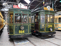 
Trams '984' and '1305' at Brussels Tram Museum, Belgium, June 2024