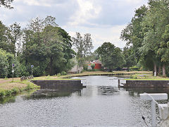 
Site of bridge carrying a tramway across the canal to a wharf, beween lifts '3' and '4', Canal du Centre, Belgium, June 2024