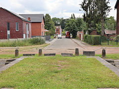 
Site of bridge carrying a tramway across the canal to a wharf, beween lifts '3' and '4', Canal du Centre, Belgium, June 2024