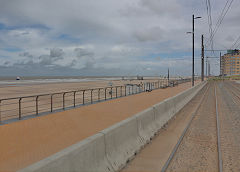 
Sand on the Kusttram track near Ostend, Belgium, June 2024