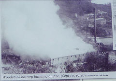 
Woodstock Battery on fire, 1910, Photo courtesy of DoC, January 2013