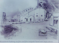 
Woodstock Battery on fire with fire pump, 1910, Photo courtesy of DoC, January 2013