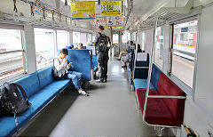 
Interior of 'MR 607' at Sasebo, Matsuura Railway, October 2017