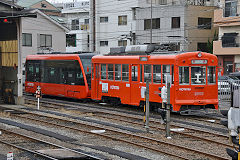 
Trams '2006' and '5002' at Matsuyama, September 2017