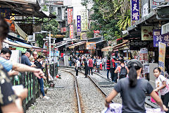 
Shifen Street before the train arrives, February 2020